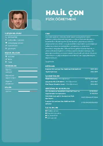 Fizik Öğretmeni CV Örnekleri cv indir